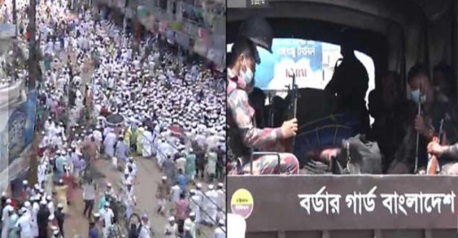 আল্লামা শফীর জানাজায় মানুষের ঢল, সামলাতে ১০ প্লাটুন বিজিবি