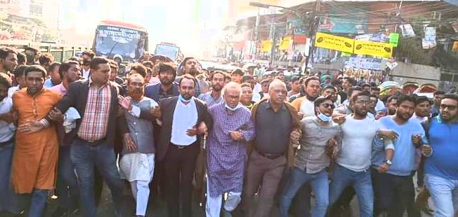 ঢাকায় রিজভীর বিক্ষোভ মিছিলে সুমনের নেতৃত্বে নারায়ণগঞ্জের নেতাকর্মীদের অংশগ্রহণ