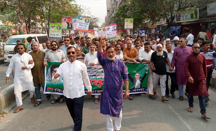 মহানগর বিএনপির মানববন্ধনে সদর থানা বিএনপির শোডাউন